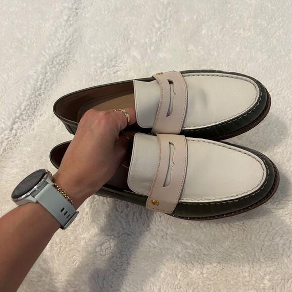 Cole Han Women’s 7 B Stassi Leather‎ Loafers Green/White Colorblock - Picture 5 of 9